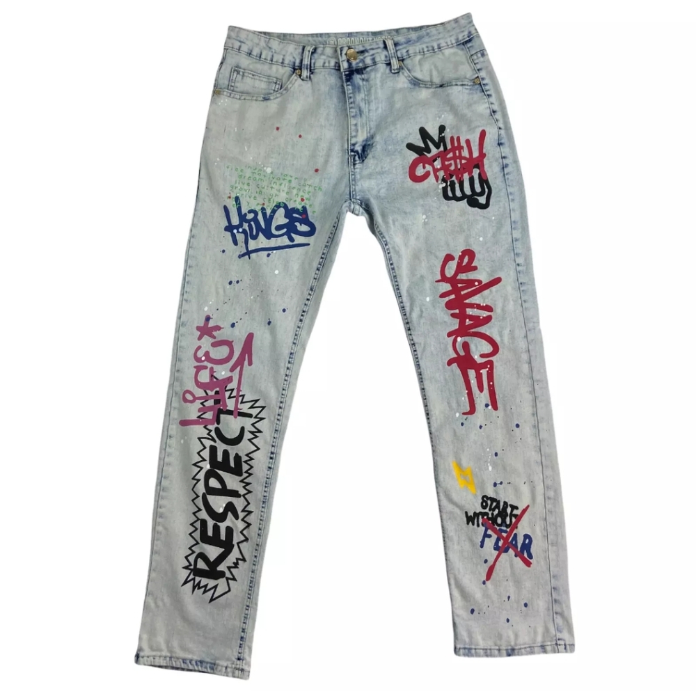 Argonaut Nation Vintage Graffiti Printed Skinny Jeans